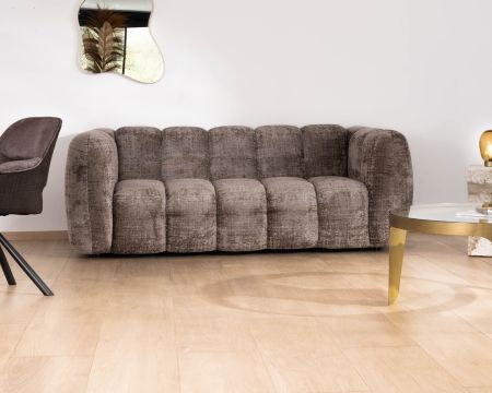Canapé 3 places ultra-cosy en tissu gris cendré doux effet velours "Milow"