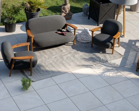Ensemble canapé et fauteuil de jardin en tissu gris foncé "Aristochair"