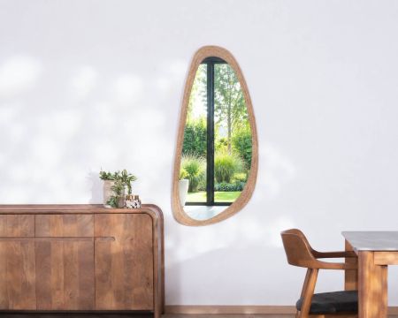 Miroir forme organique avec cadre en cordelette "Solira" hauteur 130 cm