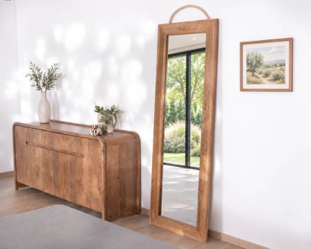 Grand miroir à poser 180 cm en teck "Solira" esprit naturel
