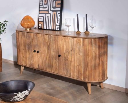 Buffet rétro 3 portes en acacia massif "Boomer" 175 cm