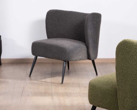 Fauteuil crapaud en tissu gris anthracite et pieds métal "Ripple"