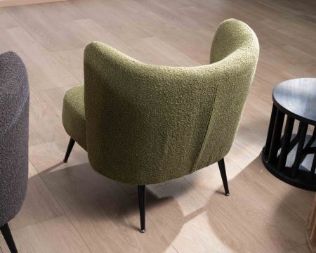 Fauteuil crapaud en tissu vert et pieds métal "Ripple"