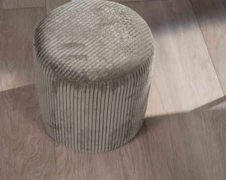 Lot de 2 petits poufs ronds en velours côtelé kaki "Snaw" diamètre 35 cm