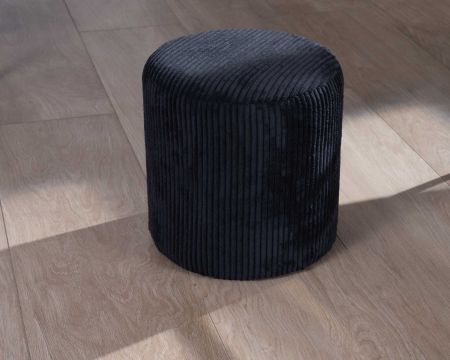 Lot de 2 poufs noirs en velours côtelé "Snaw" diamètre 35 cm