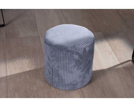 Lot de 2 poufs ronds en velours côtelé gris "Snaw" diamètre 35 cm