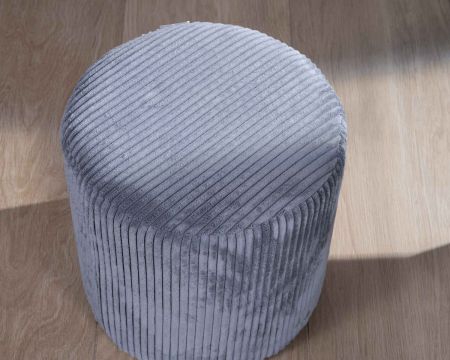 Lot de 2 poufs ronds en velours côtelé gris "Snaw" diamètre 35 cm