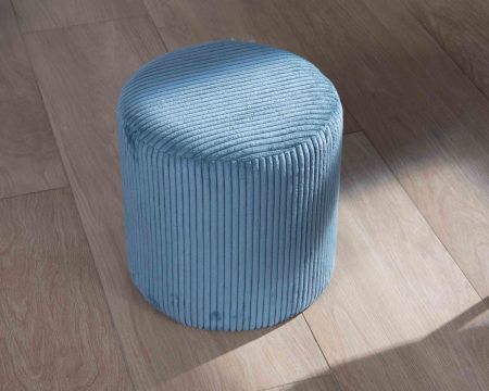 Lot de 2 poufs bleu pétrole en velours côtelé "Snaw" diamètre 35 cm