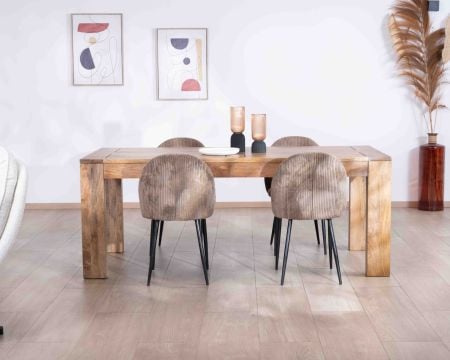 Table de repas extensible en manguier foncé "Jappy" 160 à 250 cm