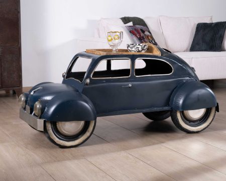 Originale table basse voiture vintage bleu "Crazy"