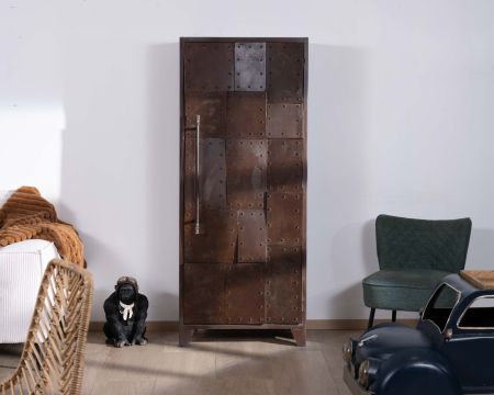 Armoire de bar métal porte effet mosaïque et capitons "Crazy"