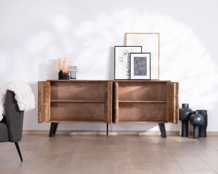 Enfilade 4 portes en acacia "Uky" design contemporain esprit rétro