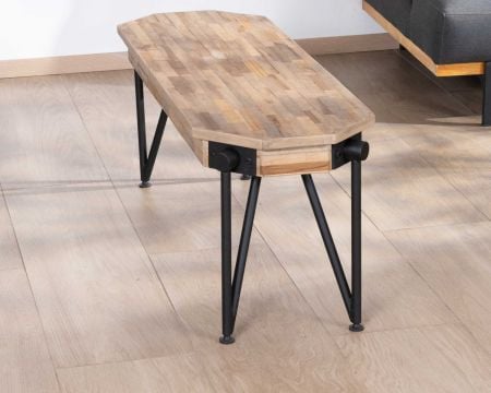 Banc en bois recyclé et métal noir "Bendigo"
