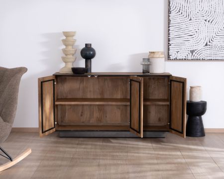 Buffet 3 portes en manguier style épuré  "Santo" 150 cm