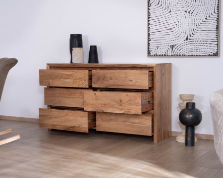 Commode 6 tiroirs en acacia style scandinave "Lignum"
