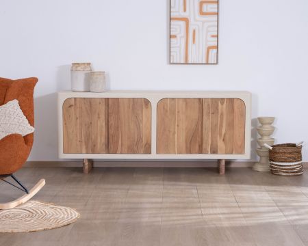 Grand buffet bas 4 portes style organique et contemporain "Miona"