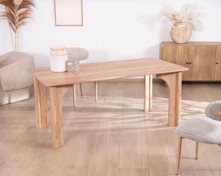 Table de repas rectangulaire  180 cm design scandinave "Alba"  en acacia massif blanchi