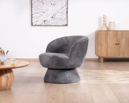 Chauffeuse pivotante 360° en tissu chenillé gris "Ladoga"