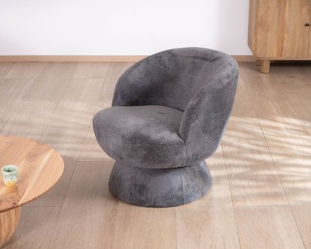 Chauffeuse pivotante 360° en tissu chenillé gris "Ladoga"