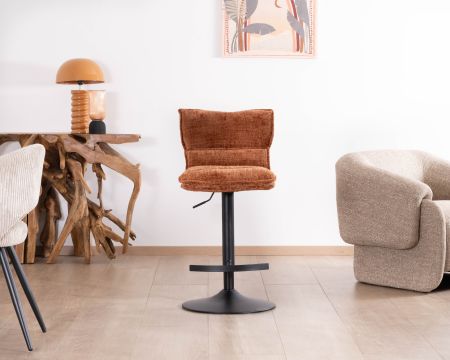 Lot de 2 chaises de bar matelassées réglables en hauteur "Topley" coloris terracotta