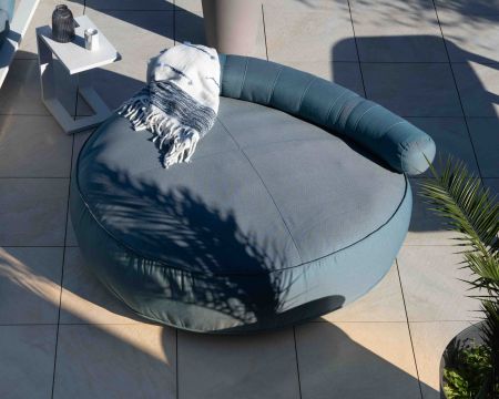 Bain de soleil moelleux diamètre 1m80 "Saint Tropez" en tissu turquoise
