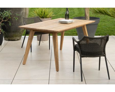 Table à manger spécial extérieur 160x90 cm "Tuléo" design épuré et teck recyclé