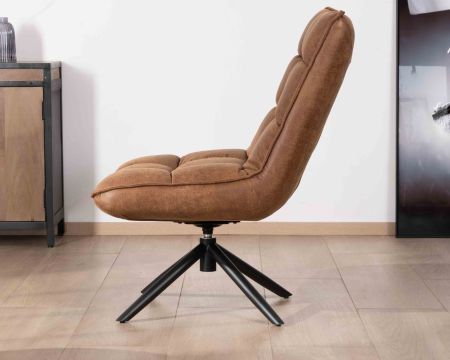 Fauteuil relax ultra-confort avec pied rotatif "Grundy" en tissu microfibre havane