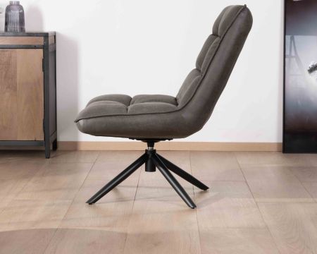 Fauteuil rotatif ultra-confort en tissu microfibre gris foncé "Grundy"