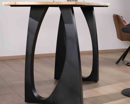 Table haute en acacia 185 cm et pieds métal noir design "Audacio"
