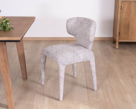Lot de 2 chaises de repas contemporaines “Milano” en tissu chiné gris clair à habillage intégral