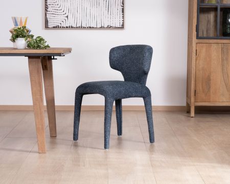 Lot de 2 chaises de repas design sculptural en tissu bleu foncé "Milano"