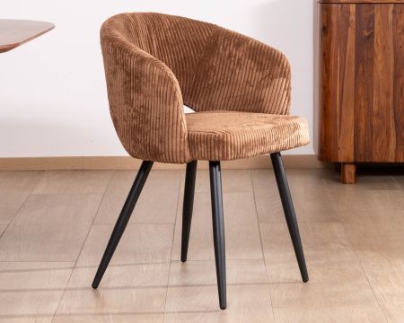 Lot de 2 chaises contemporaines "Sonate" en velours marron et pieds en métal 