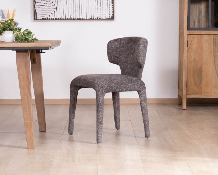 Lot de 2 chaises en tissu chiné gris foncé “Milano” revêtement intégral esprit design
