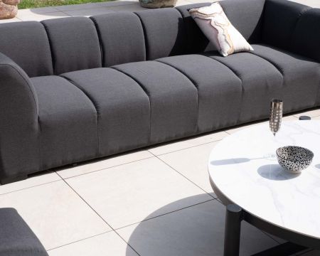 Canapé d'angle spécial extérieur tissu gris foncé haut de gamme "Terrasse"