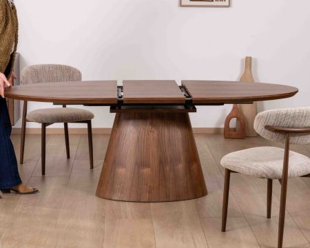 Table de repas extensible 160–200 cm teinte noyer "Oria" forme ovale