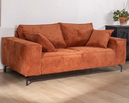 Canapé confort 3 places en velours côtelé coloris anthracite "Pueblo"