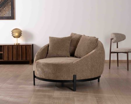 Chauffeuse XL en tissu bouclette taupe "Sweet Culture" 120 cm ultra confort