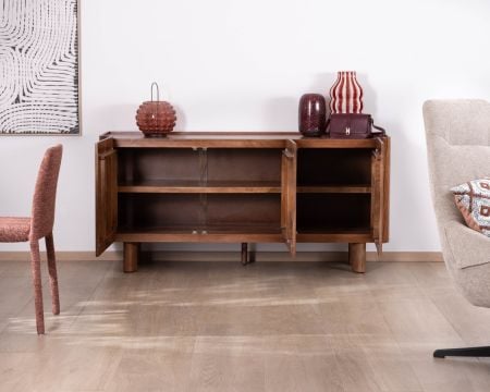 Buffet 3 portes 170 cm en manguier massif "Malaké" design organique contemporain