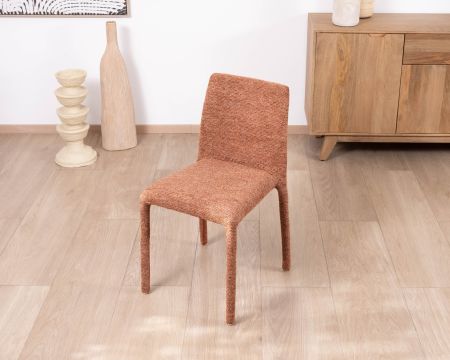 Lot de 4 chaises de repas empilables “Otto” design épuré avec habillage intégral en tissu terracotta