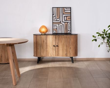 Petit buffet 2 portes bicolore bois et noir style vintage "Boogie"