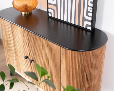 Petit buffet 2 portes bicolore bois et noir style vintage "Boogie"