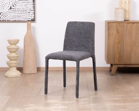 Lot de 4 chaises de repas empilables en tissu gris graphite texturé “Otto” 