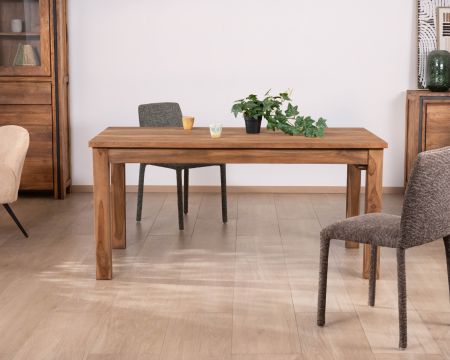 Table à manger extensible 160 à 210 cm en teck recyclé massif "Kayoa" style authentique