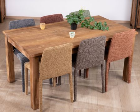 Table à manger extensible 160 à 210 cm en teck recyclé massif "Kayoa" style authentique