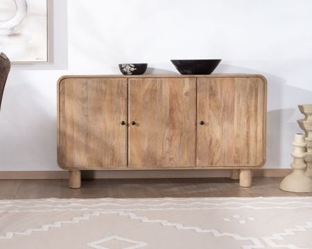 Buffet 140 cm style pop en manguier "Plume" 3 portes
