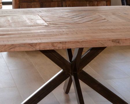 Table à manger carrée 150x150 cm "Bronx" bois et métal