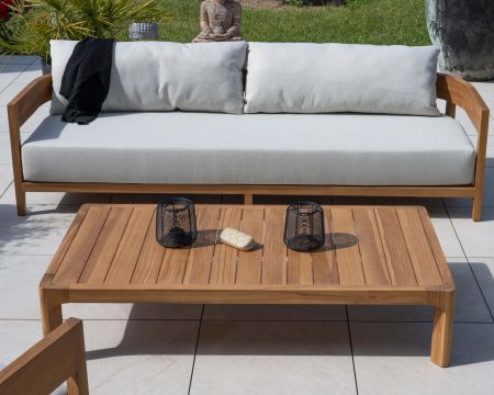 Ensemble de jardin canapé 3 places et fauteuils en teck naturel "Venise"