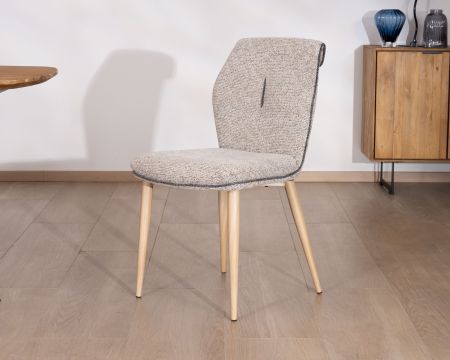 Chaise de repas chic et confortable "Osmo" tissu waterproof tramé beige