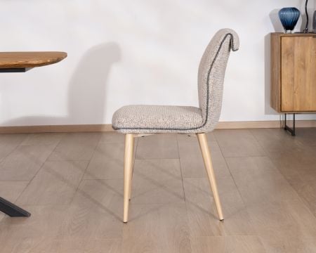 Chaise de repas chic et confortable "Osmo" tissu waterproof tramé beige