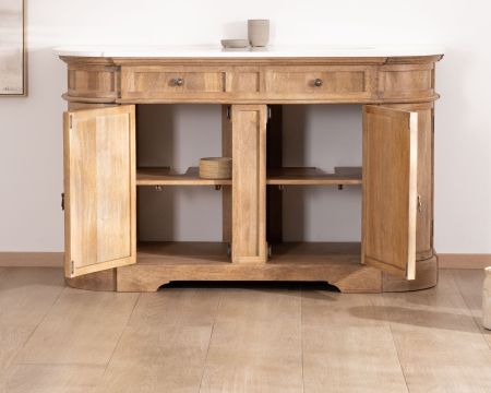 Meuble de salle de bain deux vasques bois et quartz 150cm "Églantine"